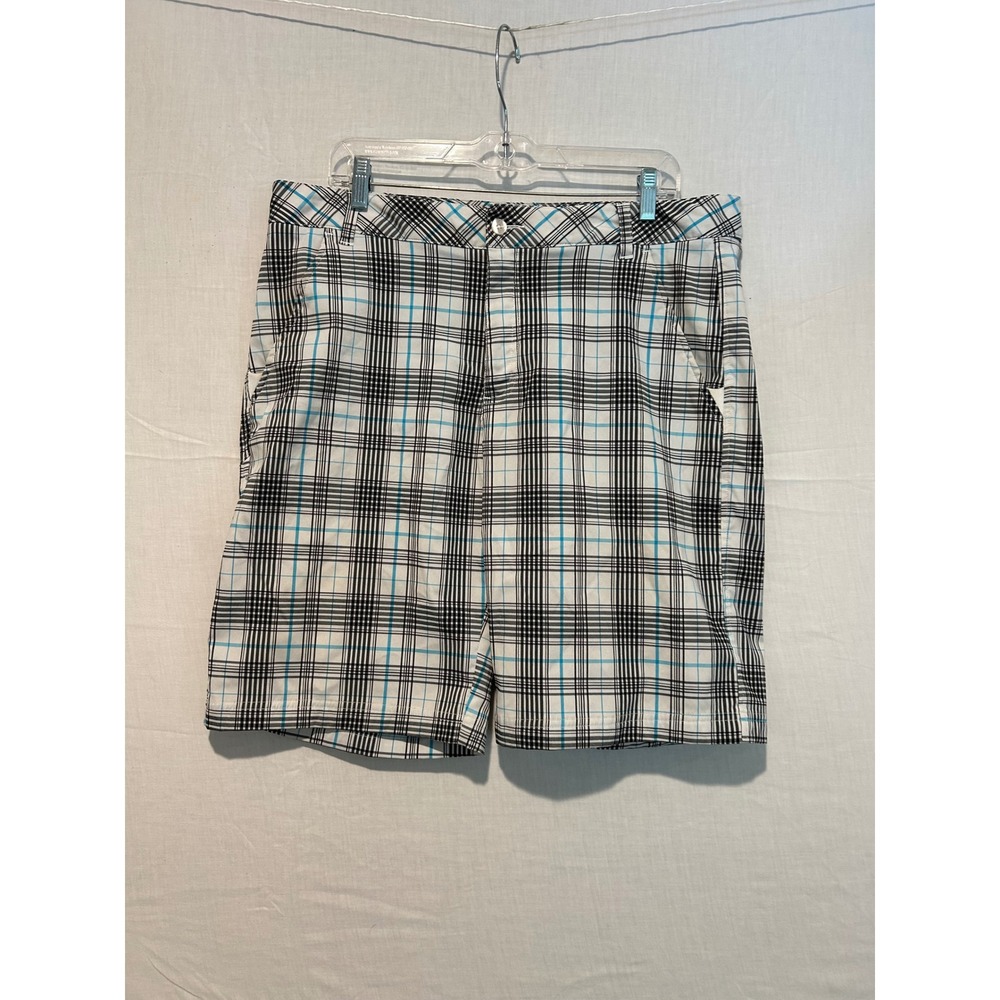 Fila Sport Golf Mens 36 Plaid Shorts White Black Blue Performance Stretch 2369